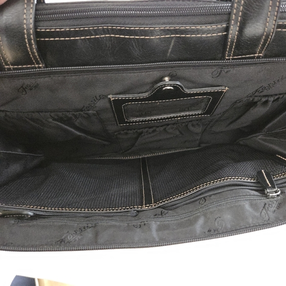 FOSSIL LapTop Off-BLACK LEATHER Work Organizer Mens Womens UNISEX - Picture 7 of 16